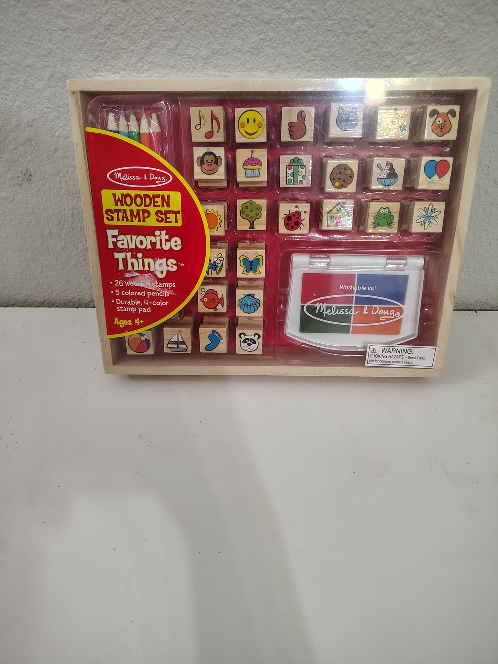 NWT Melissa & Doug Wooden Stamp Set Favorite Things NEW School Arts & Crafts